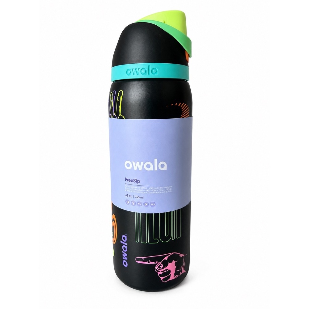 Owala FreeSip 32oz Water Bottle All Systems Glow Neon Special Edition Insulated
